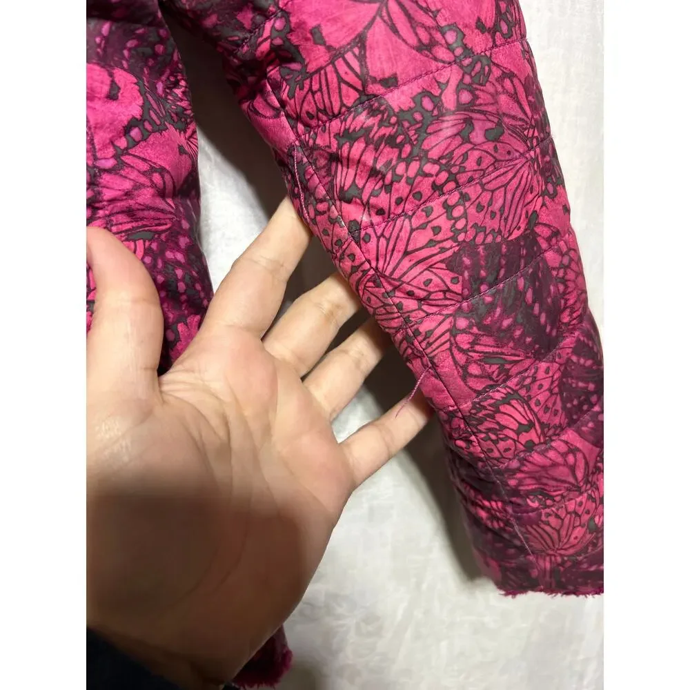 The North Face Jacket Girls Large Reversible Pink Fuzzy Teddy Mossbud Swirl - Picture 11 of 12